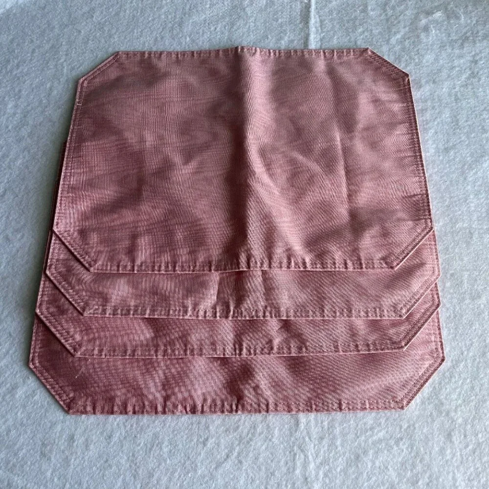 Vintage Placemats Reversible Octagonal Mauve Pink Textured Fabric Dining Kitchen